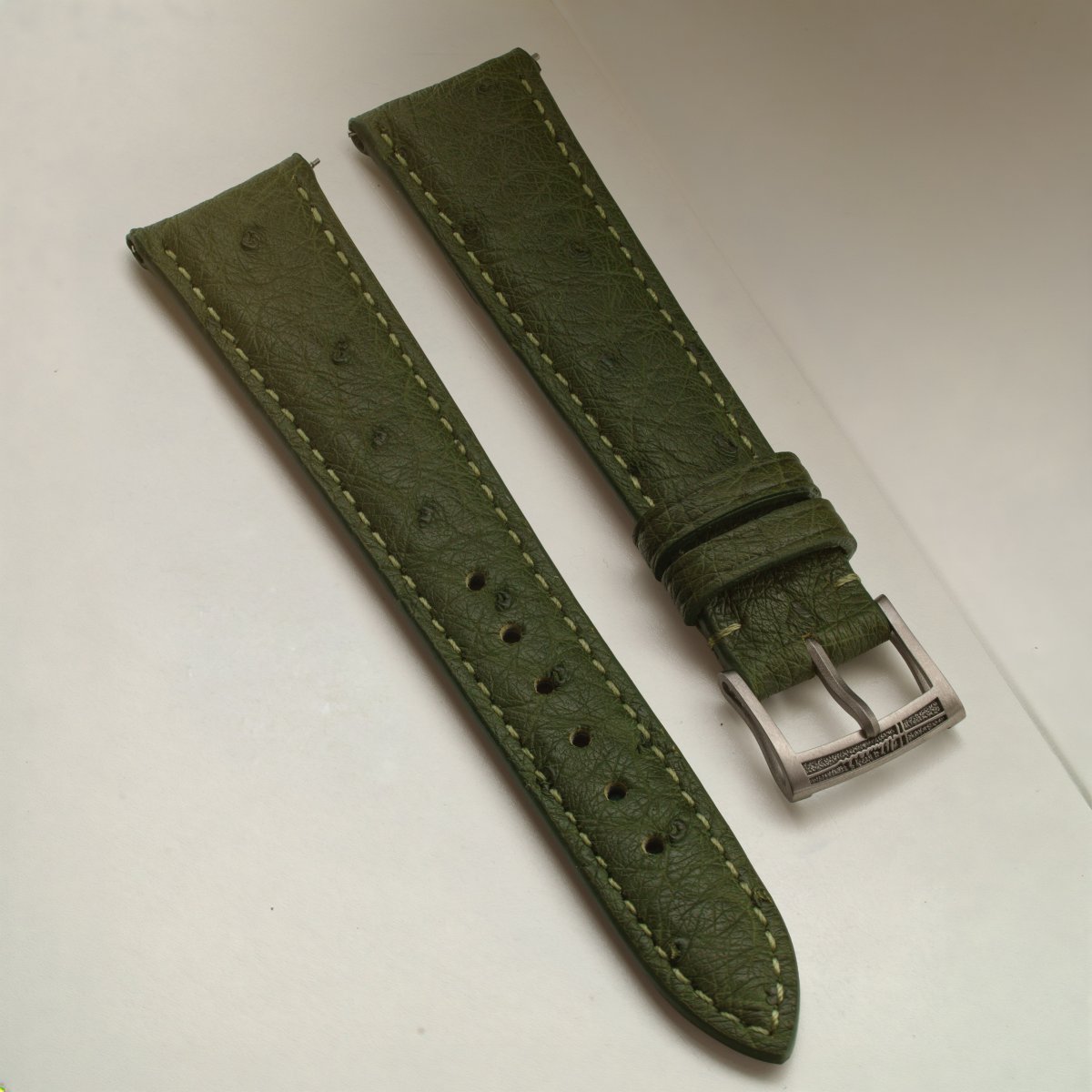 Ostrich Green diagonal strap view