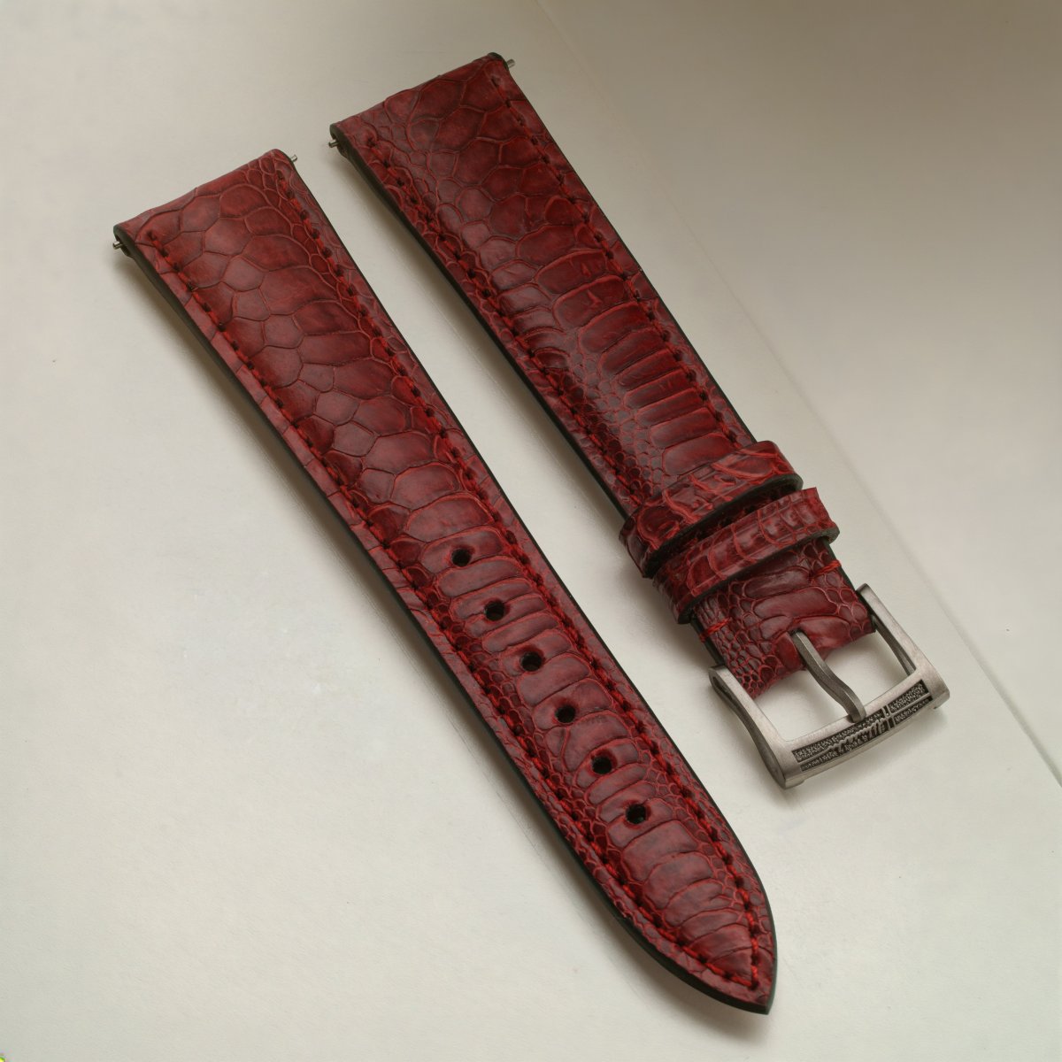 Rooster Leg Burgundy diagonal strap view