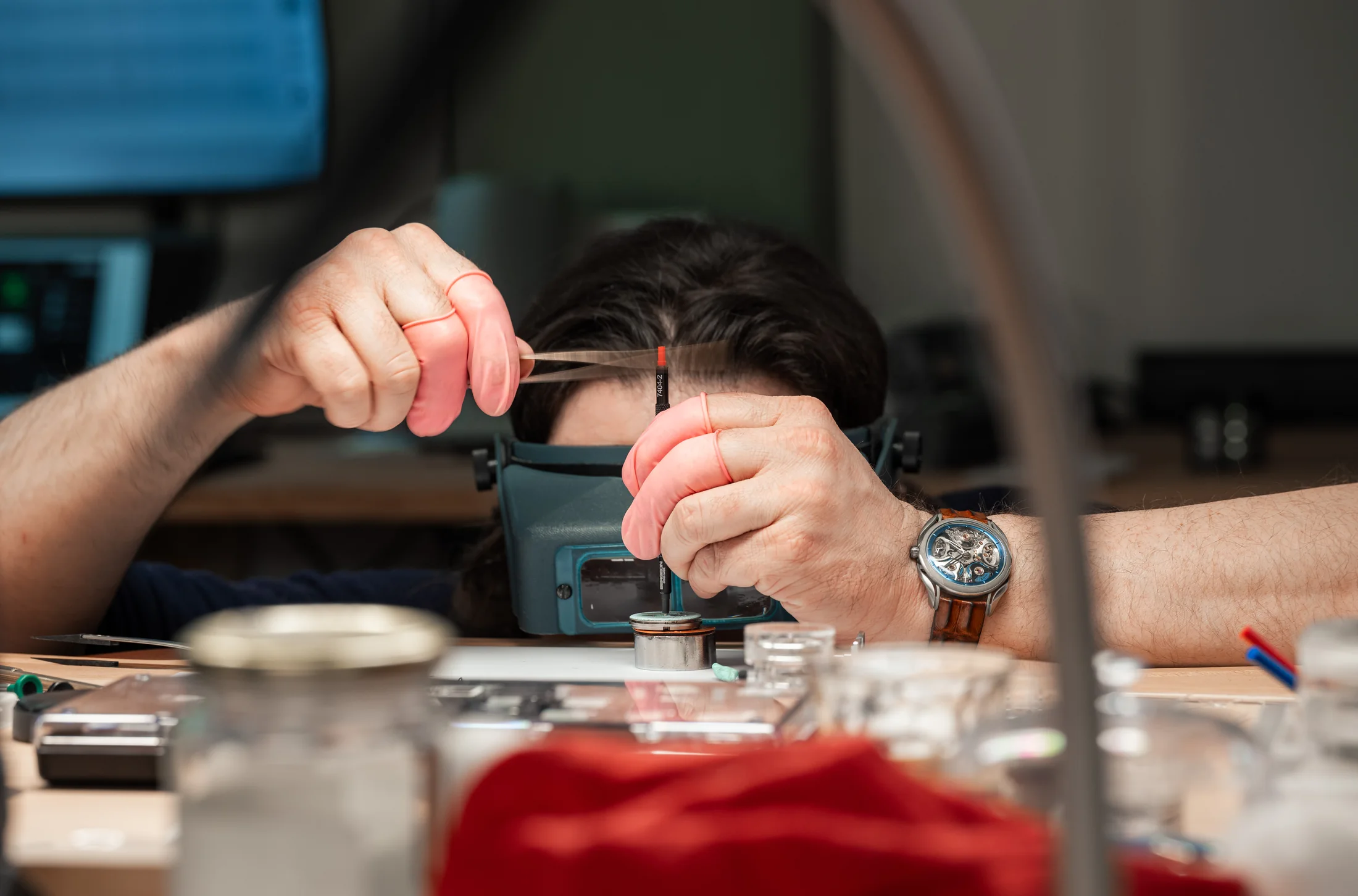 Watchmaker working on LAB Series 1.S at the bench